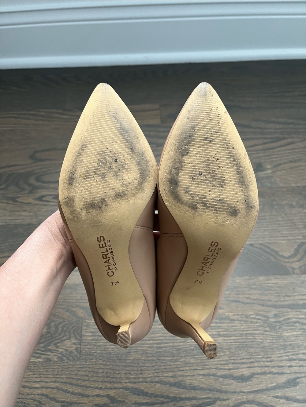 Charles David Nude Tan Leather Pointed Toe Pumps Heels Size 7.5 - Picture 5 of 5